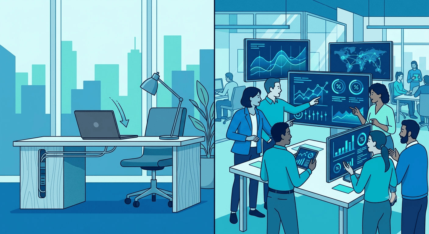 Illustration representing the AI layoff paradox — companies cutting jobs due to AI automation while AI-heavy firms increase hiring"